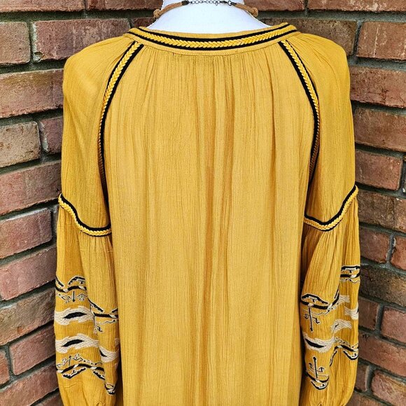 COPY - Dress. Mustard Yellow. Black & White Embroidery. Blu Pepper Brand. - Picture 7 of 13